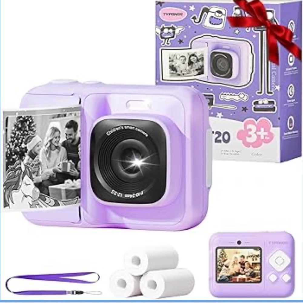Purple Instant Print Camera for Kids Christmas gifts